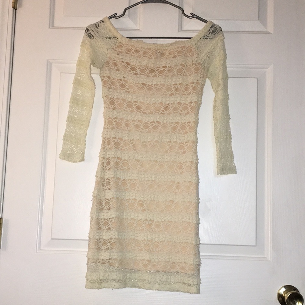 Off White Lace Mini Dress